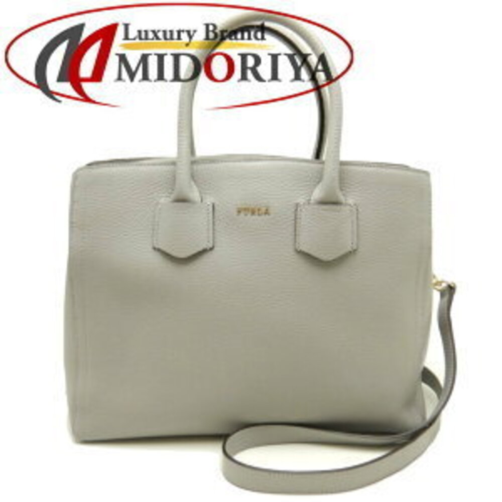 Furla Alba Leather Shoulder Tote Bag Gray